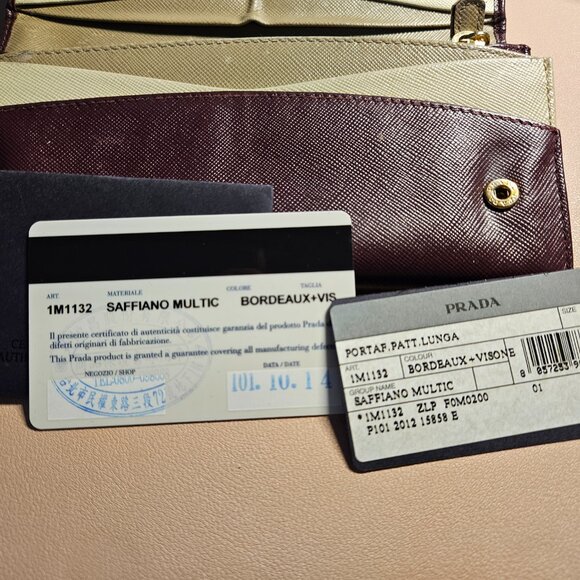 Prada Bordeaux Multicolor Saffiano Leather Wallet - Picture 8 of 16